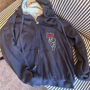 Boys lie xs/s oversized Zip-Up hoodiewith Embroidered Design